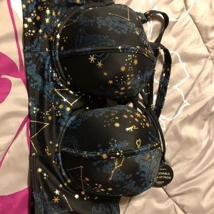 STARRY PRINT CAGED PUSH-UP BALCONETTE BIKINI TOP